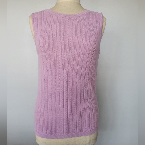 Foxcroft Set of Two Pink & Purple Cable Knit Sleeveless Sweater Vests SZ M - Picture 2 of 14